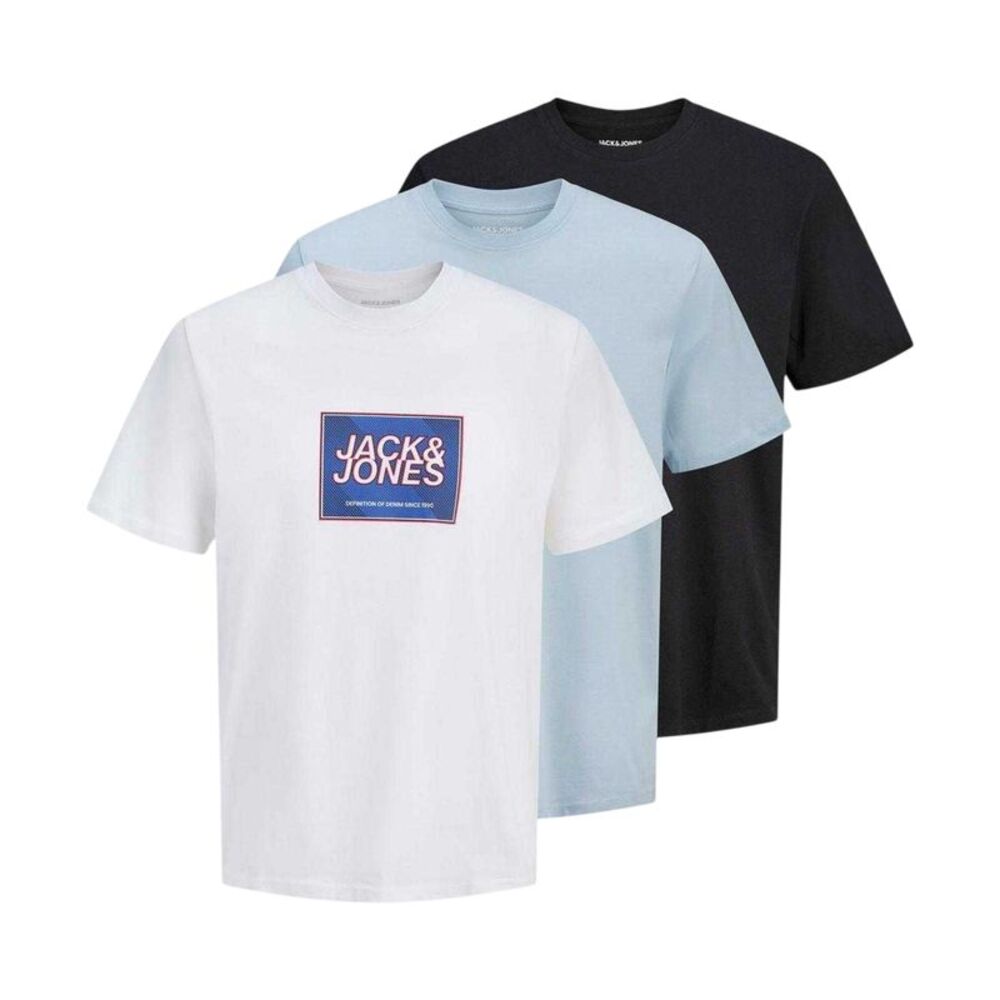 Jack And Jones Childrens/Kids Logo T-Shirt (Pack of 3) / Black/White/Blue